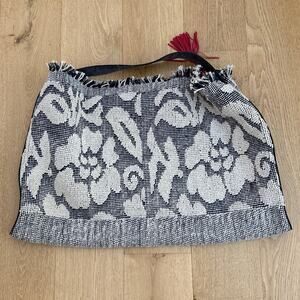 Free People Carryall Tote Bag Miramar Beige Navy Blue